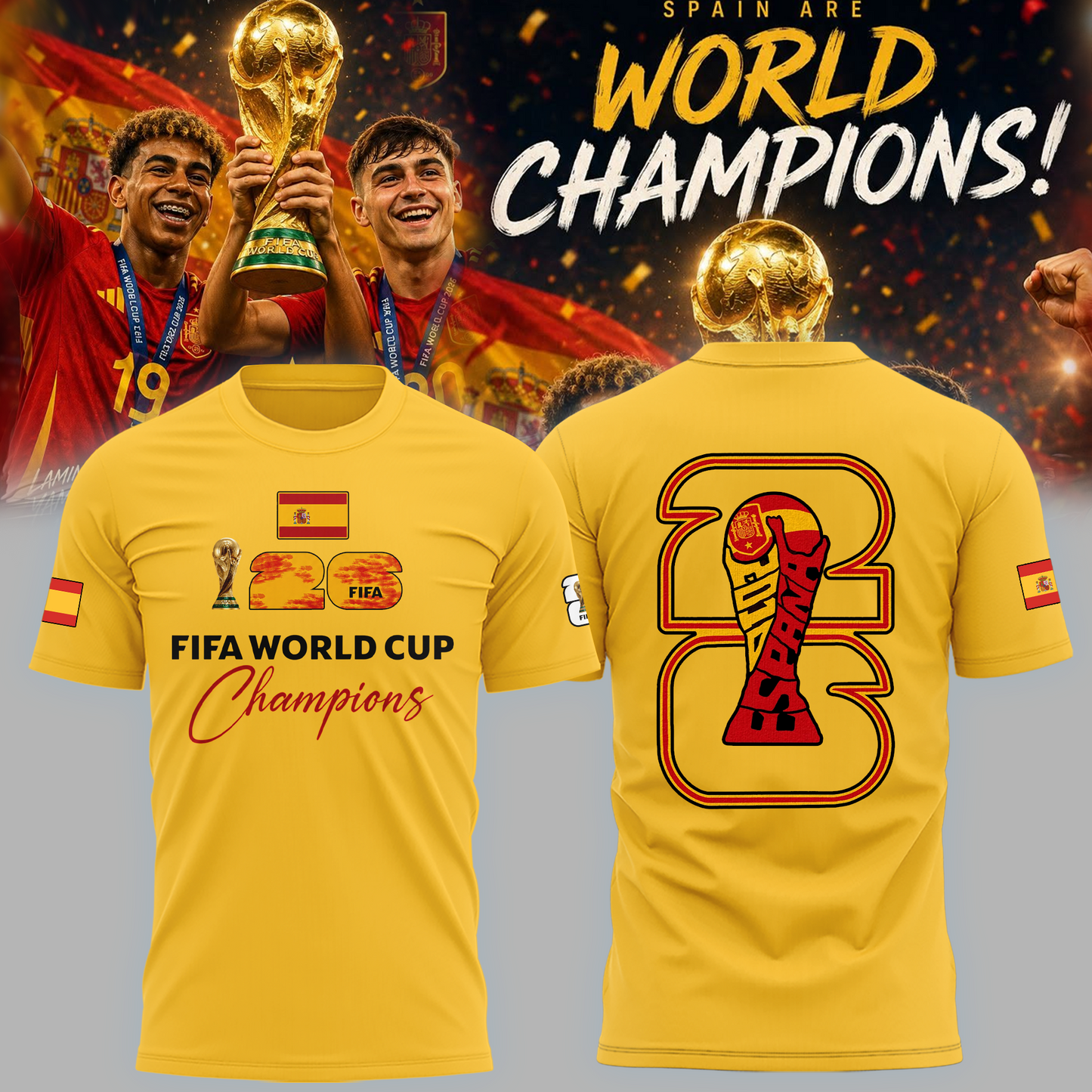 Limited Edition Spain National Football Team 2026 World Cup Champions Shirt 5