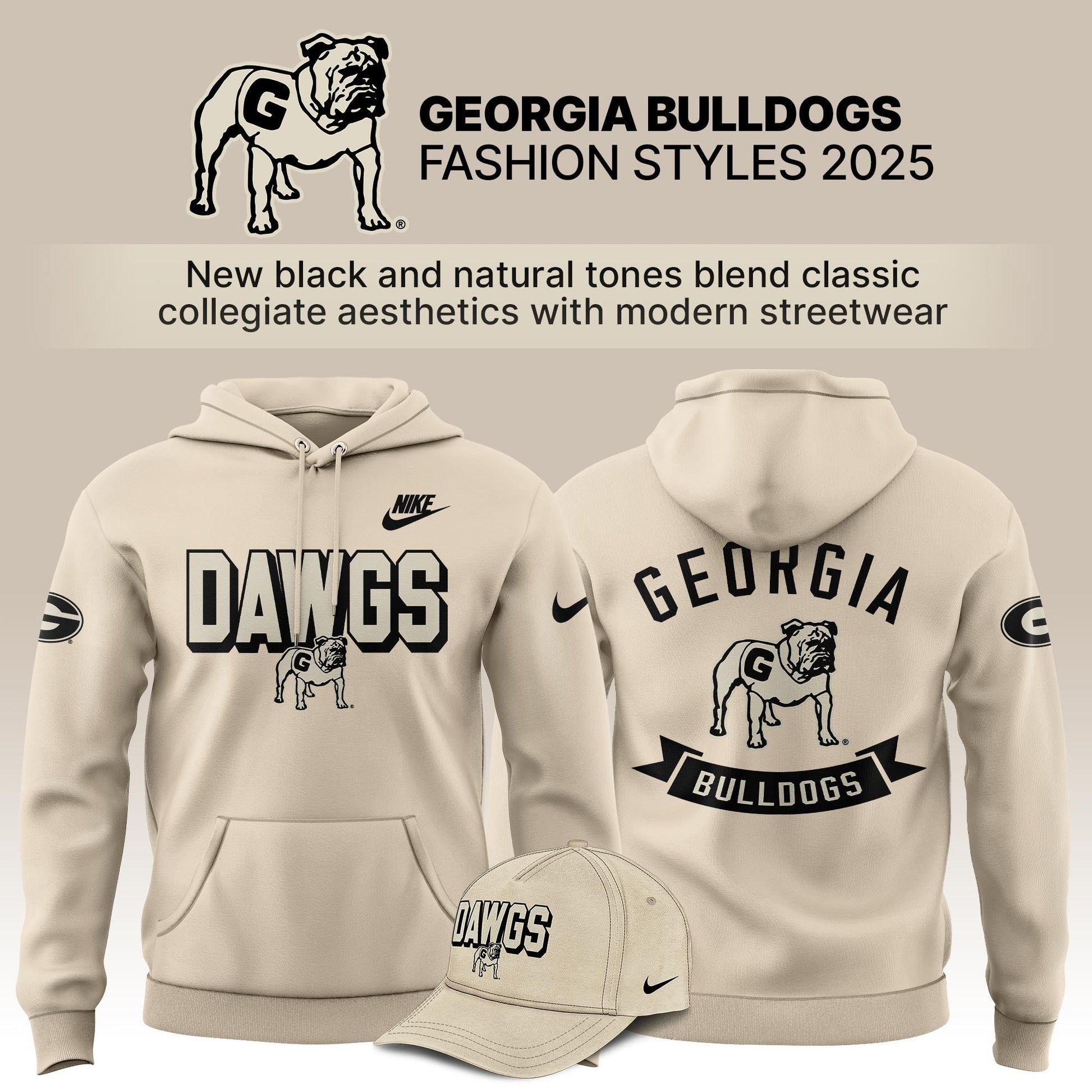 Georgia Bulldogs Bold Fashion 2025 Limited Edition Hoodie - Natural