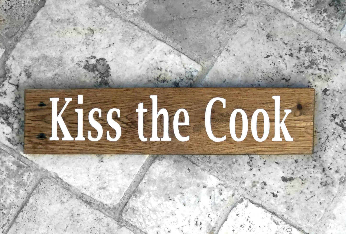 Kiss The Cook - Kitchen Sign - Farmhouse Kitchen - Rustic Wood Signs - Kitchen Decor, Wood Sign