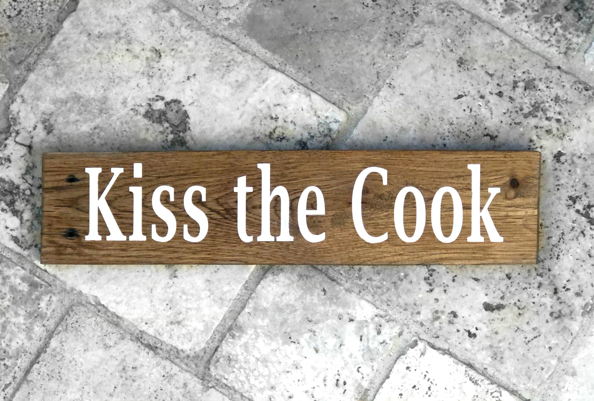 Kiss The Cook - Kitchen Sign - Farmhouse Kitchen - Rustic Wood Signs - Kitchen Decor, Wood Sign