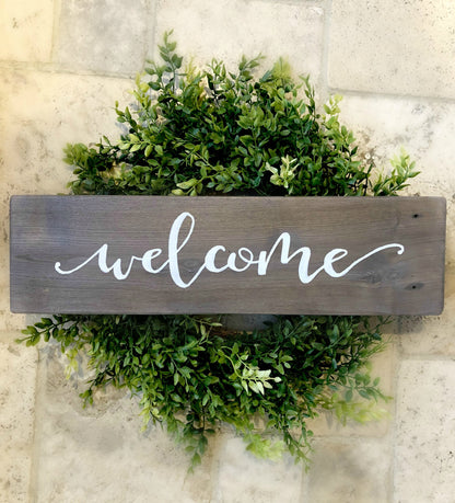 Welcome Front Door Sign, Rustic Front Porch Decor, Entryway Sign, Wood Door Hanger, Housewarming Gift, Front Porch Sign