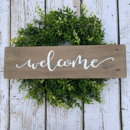 Welcome Front Door Sign, Rustic Front Porch Decor, Entryway Sign, Wood Door Hanger, Housewarming Gift, Front Porch Sign