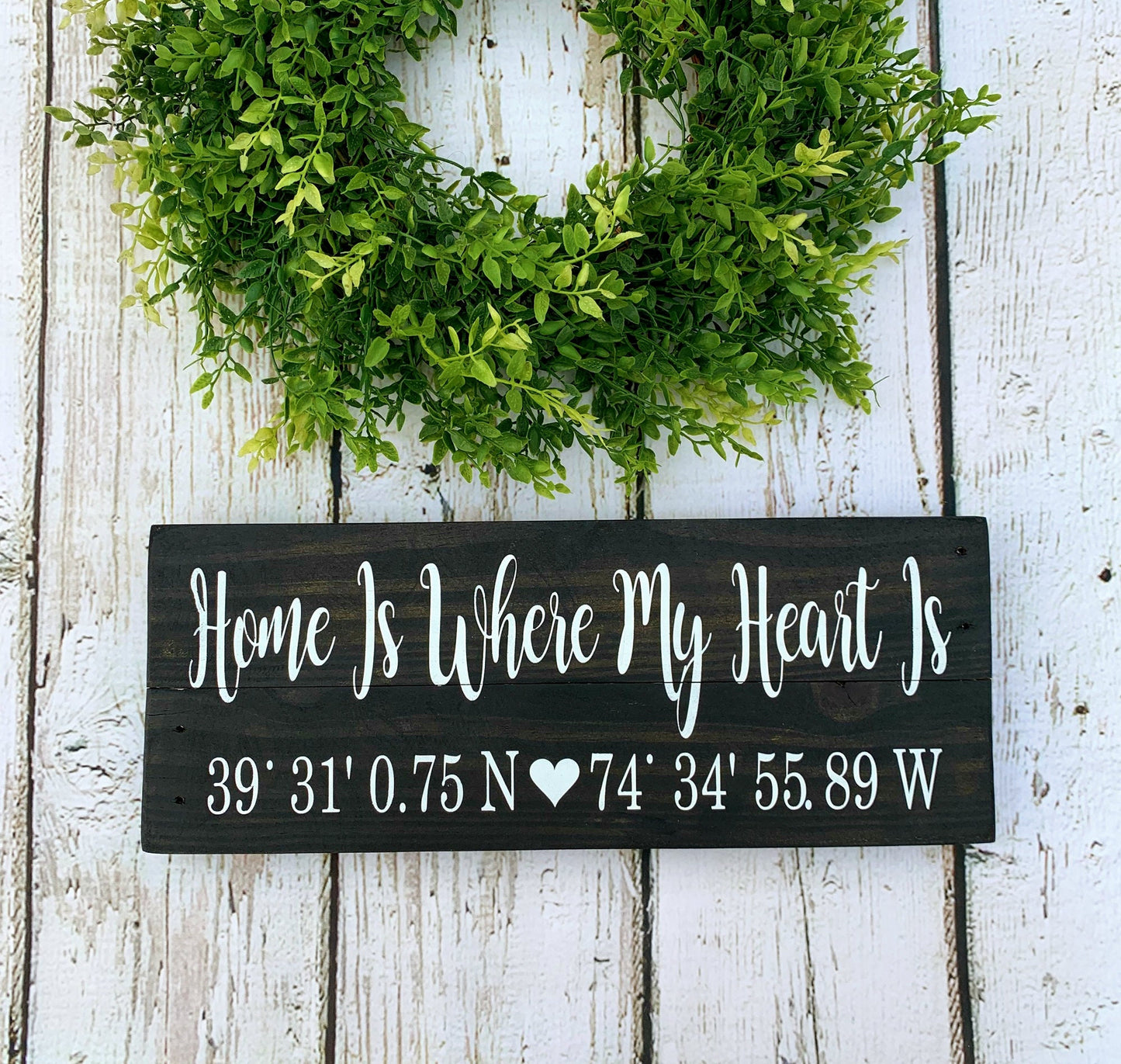 Home Is Where My Heart Is Sign, Custom Coordinates Wood Sign for your home , Lat / Long, Custom Wood Sign, Anniversary Gift, Home Sweet Home