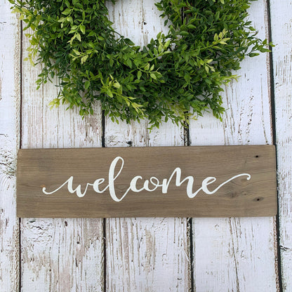 Welcome Front Door Sign, Rustic Front Porch Decor, Entryway Sign, Wood Door Hanger, Housewarming Gift, Front Porch Sign