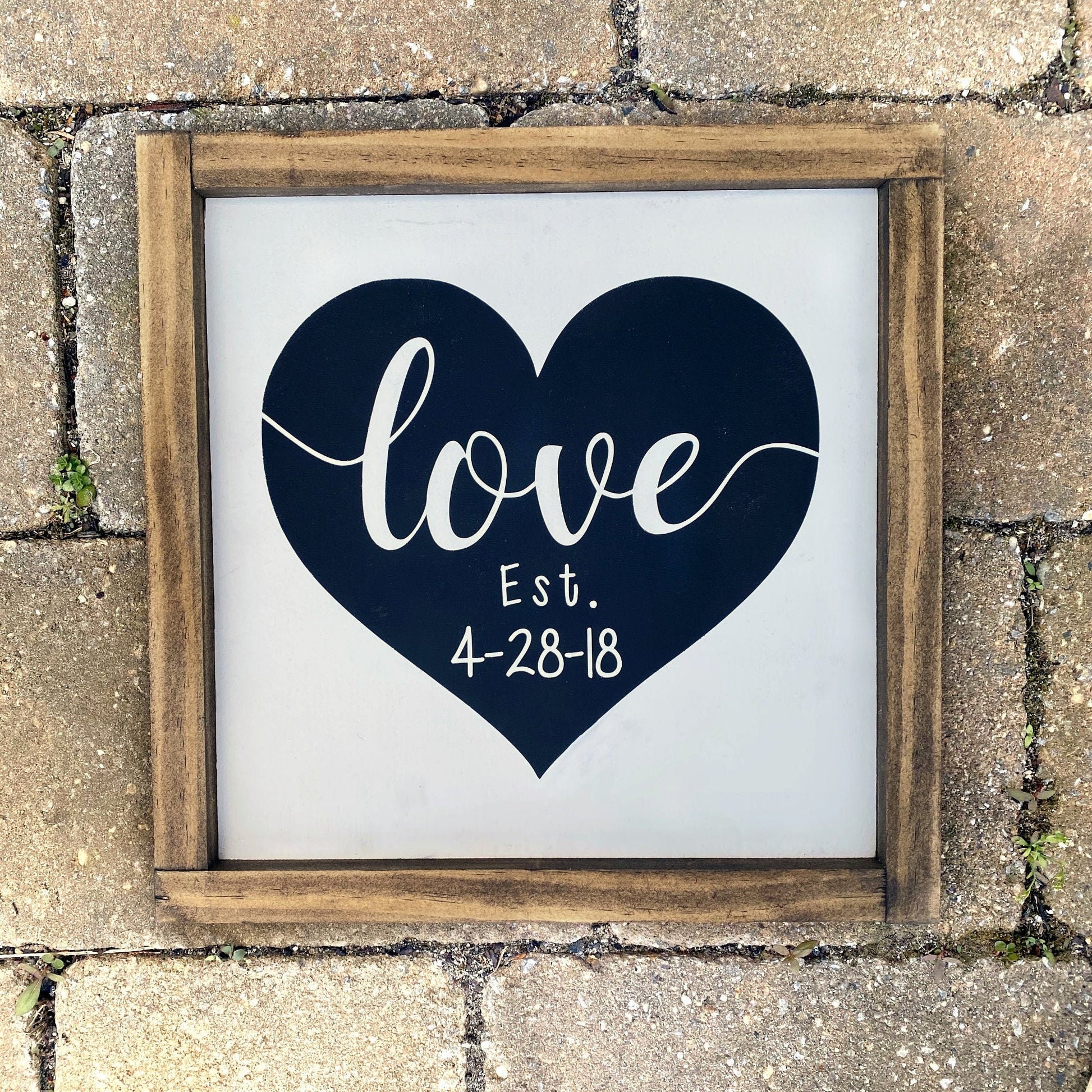 Love Wood Sign, Heart Sign with Established Date, Valentines Gift, Shower Gift, Anniversary, Wall Decor, Custom Wood Sign, Farmhouse Decor,