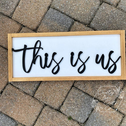 This Is Us Family Wall Wood Sign, Family Photo Prop, Gift for Wedding, Bridal Shower, Housewarming Gift, Gift for Blended Family
