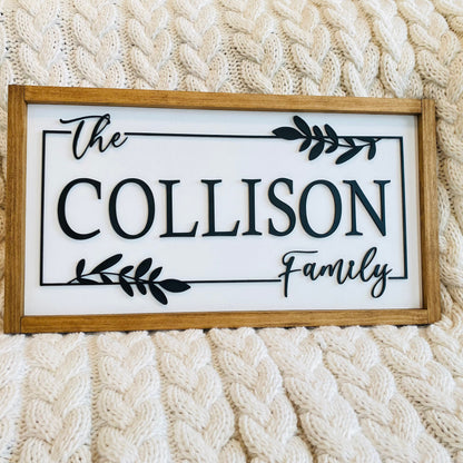 Personalized Family Name 3D Wood Sign, Customize Name Sign for Wedding or Bridal Shower Gift, Closing Gift, Framed Wood Sign