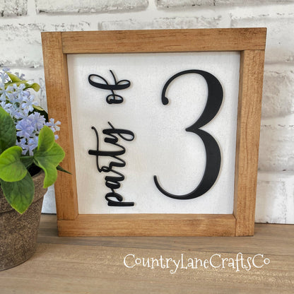 Party of Sign, 3D Number Party of Sign, Baby Shower Gift, Gallery Wall Art, Party of 3,4,5 Sign,  Family Decor Sign, Any Number Sign,