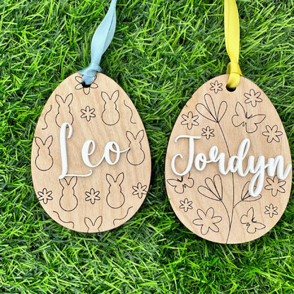 Personalized Egg Easter Basket Tag, Custom Easter Tag, Name Tag for Easter Basket, Kids Easter Name Tag For Basket