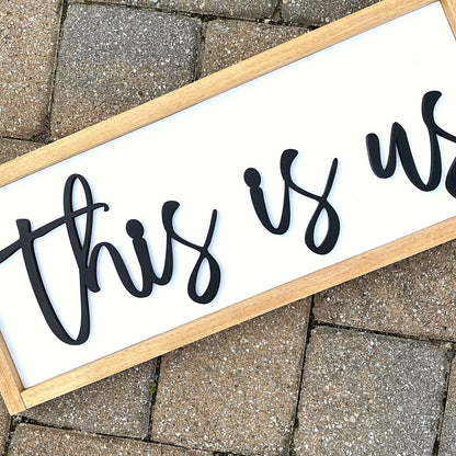 This Is Us Family Wall Wood Sign, Family Photo Prop, Gift for Wedding, Bridal Shower, Housewarming Gift, Gift for Blended Family
