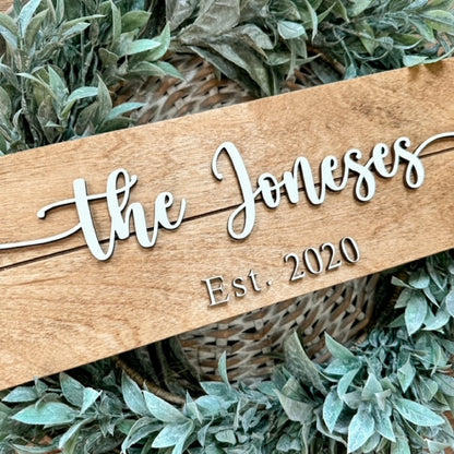 Last Name Wood Sign, Wedding or Shower Gift, Personalized Name Sign For Wedding, Family Name Sign, Established Date Sign, Custom Wood Sign