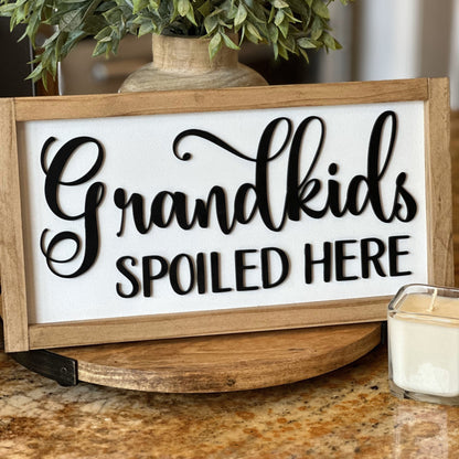 Grandparents Sign, Grandkids Spoiled Sign, Gift for Grandparents, Mother's Day Sign, Wood Sign, Gift from Grandkids, 3D Wood Sign Home Decor