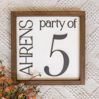 Party of 3 Sign, Family Name Sign, 3D Number Sign, Last Name Sign, Custom Family Name Sign, Party of 4,5,6 Sign, Personalized Family Sign