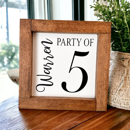 Party of Sign, Family Party of, Custom Family Name Sign, Number Sign, Party of 4, Party of 5, Last Name Sign, Personalized Family Wood Sign