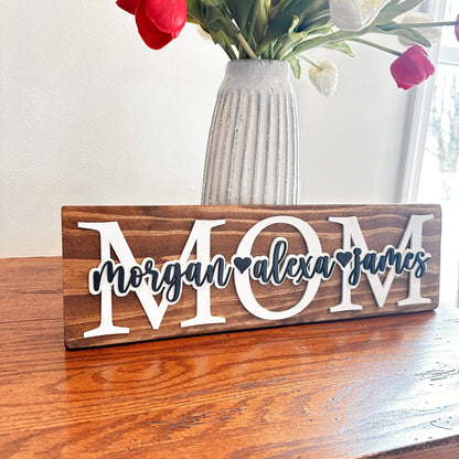 Personalized Mothers Day Gift, Mom Wood Sign, Mom Gift From Kids, Family Name Sign, Mom Gift,  Grammy Gift,  Sign For Mom With Kids Names