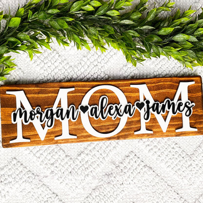 Personalized Mothers Day Gift, Mom Wood Sign, Mom Gift From Kids, Family Name Sign, Mom Gift,  Grammy Gift,  Sign For Mom With Kids Names