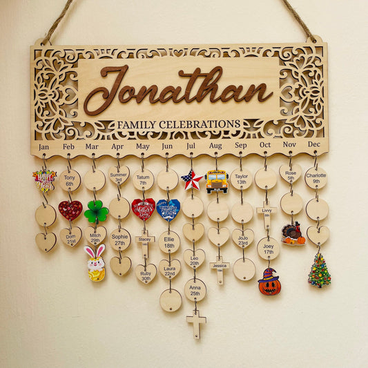 Perpetual Birthday Calendar, Personalized Family Celebrations Board, Family Birthday Board, Classroom Birthday Calendar Sign