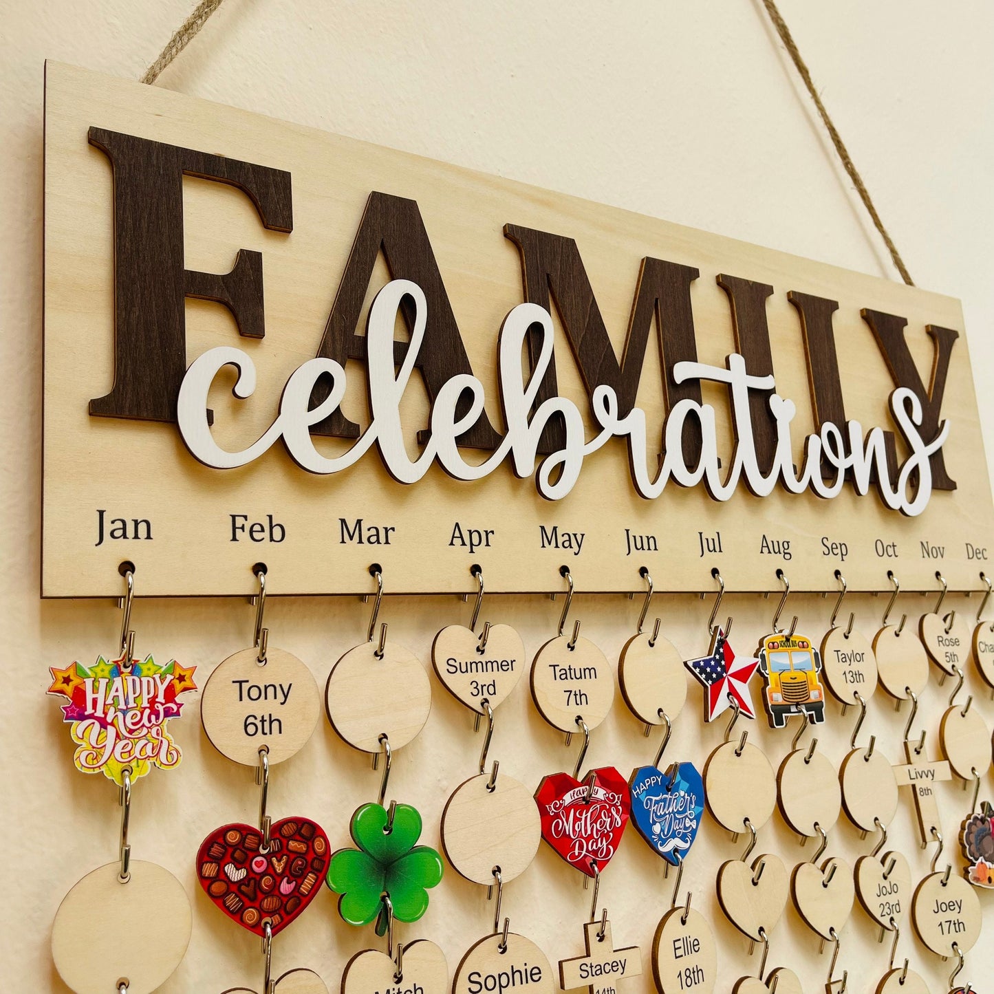 Family Celebrations Board, Personalized Family Birthday Sign, Family Calendar Board For Birthdays and Anniversaries, New Home Gift