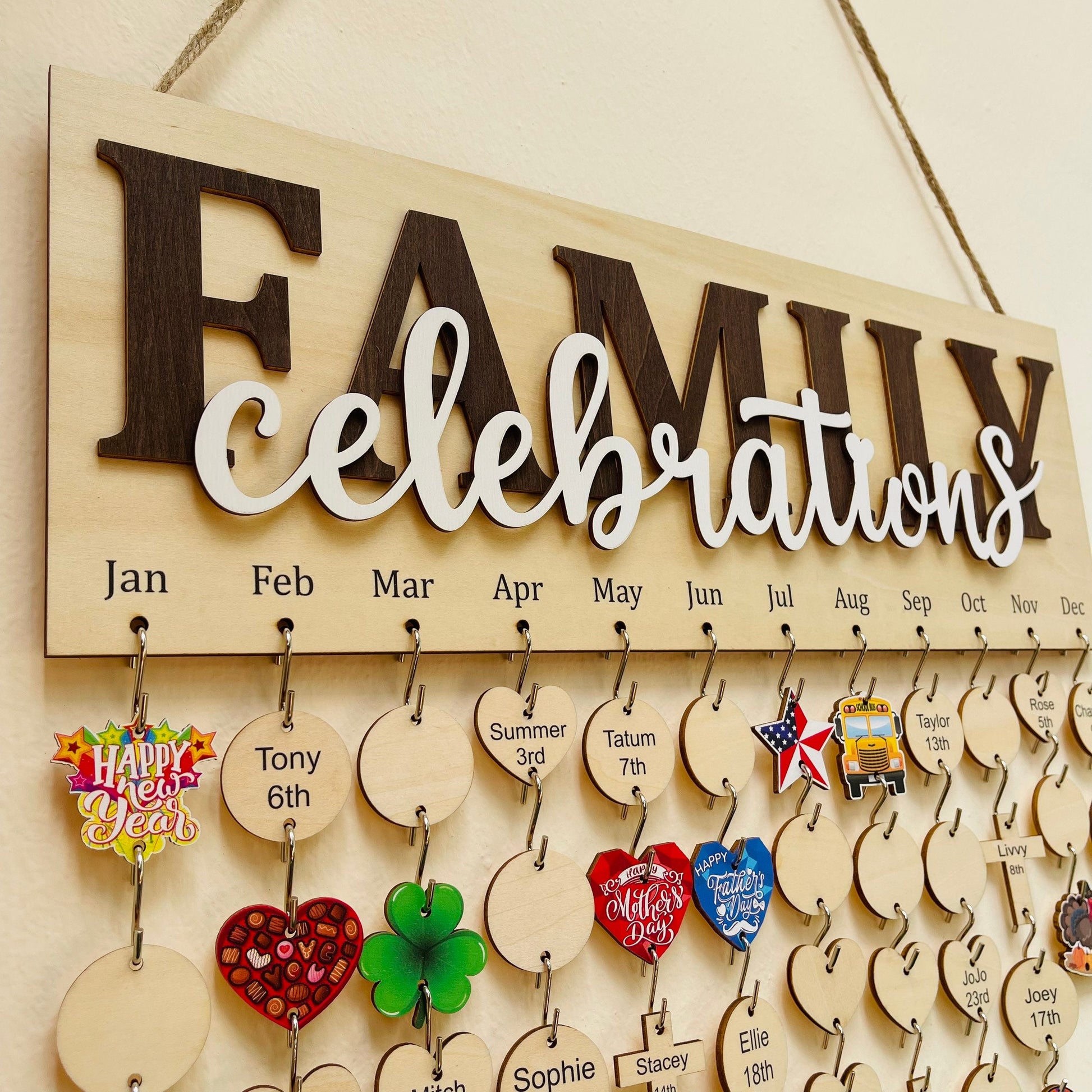 Family Celebrations Board, Personalized Family Birthday Sign, Family Calendar Board For Birthdays and Anniversaries, New Home Gift