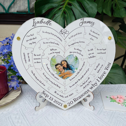 Reasons Why I Love You, Personalized Wooden Puzzle Birthday Gift for Her, Anniversary Gift for Him, Custom Valentines Gift for Boyfriend