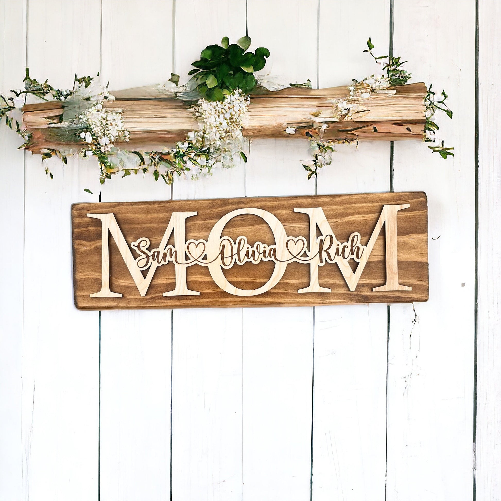 Personalized Mothers Day Gift, Sign for Mom, Gift for Mom, Grandma Gift for Kids, Birthday Gift for Mom or Grammy, Rustic Wood Sign for Mom