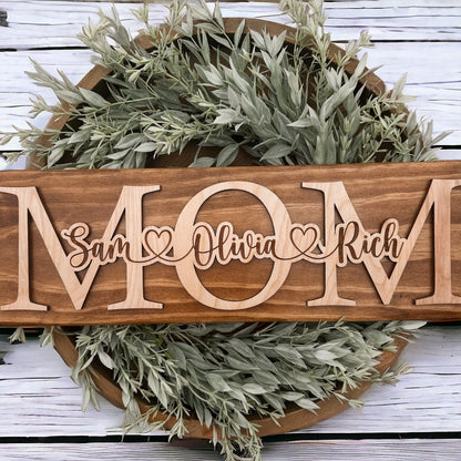 Personalized Mothers Day Gift, Sign for Mom, Gift for Mom, Grandma Gift for Kids, Birthday Gift for Mom or Grammy, Rustic Wood Sign for Mom