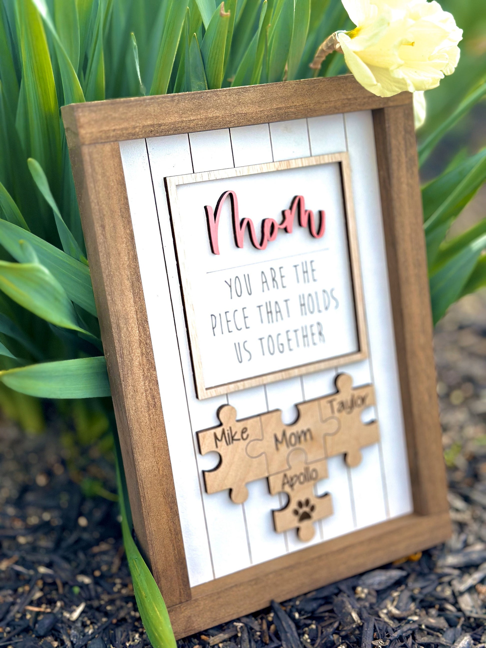 Puzzle Mom Sign Mothers Day Gift From Kids Puzzle Sign Grandma Gift Piece That Holds Us Together Sign Engraved Sign From Kids