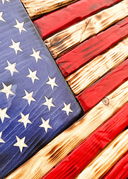 Rustic American Wood Flag, Military Gift, Painted Charred Distressed American Flag, Wooden Flag, Military Retirement Gift, Patriotic Gift