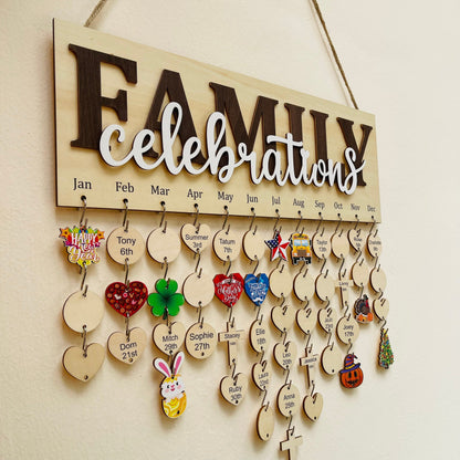 Family Celebrations Board, Personalized Family Birthday Sign, Family Calendar Board For Birthdays and Anniversaries, New Home Gift