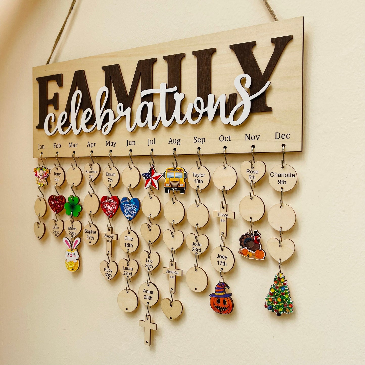 Family Celebrations Board, Personalized Family Birthday Sign, Family Calendar Board For Birthdays and Anniversaries, New Home Gift