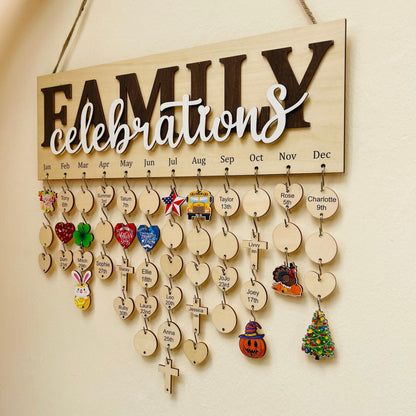 Family Celebrations Board, Personalized Family Birthday Sign, Family Calendar Board For Birthdays and Anniversaries, New Home Gift