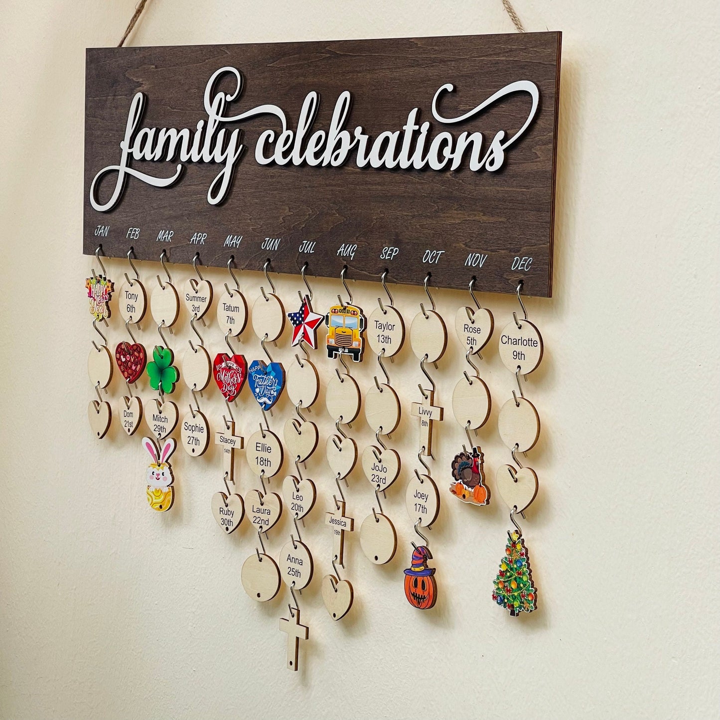 Perpetual Birthday Calendar, Family Birthday Board , Family Birthdays and Celebrations Board Sign, Birthday Board, Family Calendar Sign Gift