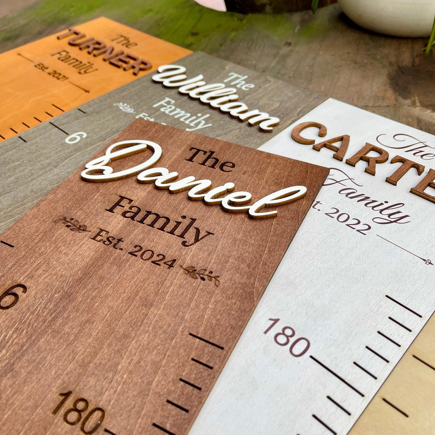 Family Growth Chart Personalized Wood Growth Chart Height Chart for Kids Height Ruler for Wall Wooden Nursery Decor Baby Shower Gift
