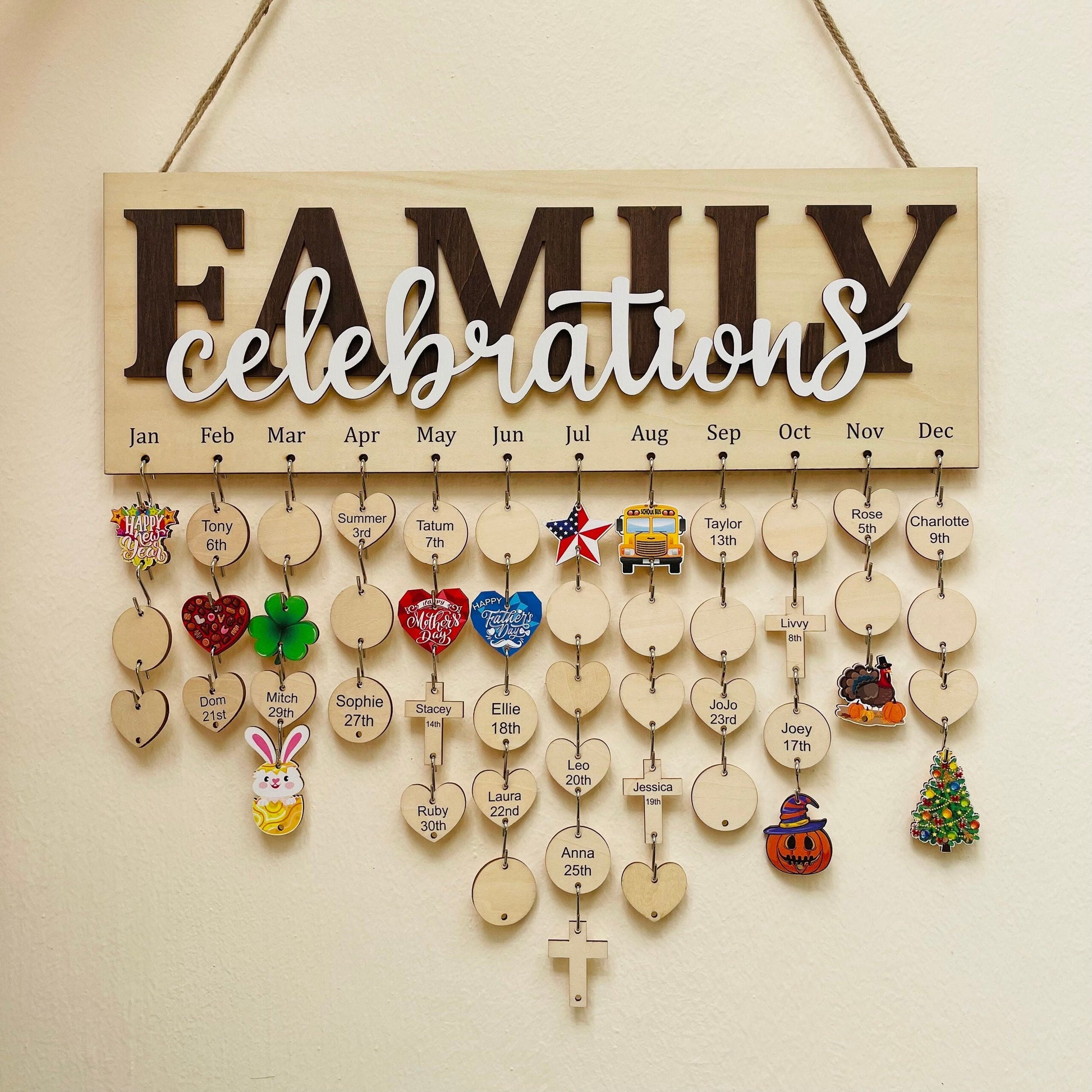 Family Celebrations Board, Personalized Family Birthday Sign, Family Calendar Board For Birthdays and Anniversaries, New Home Gift