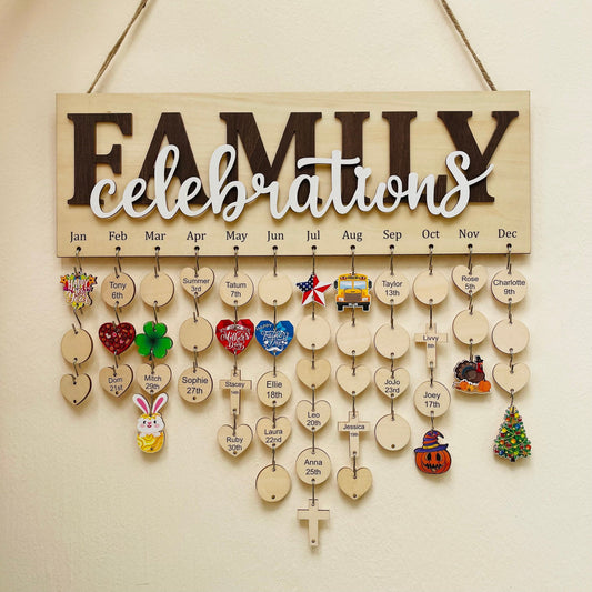 Family Celebrations Board, Personalized Family Birthday Sign, Family Calendar Board For Birthdays and Anniversaries, New Home Gift