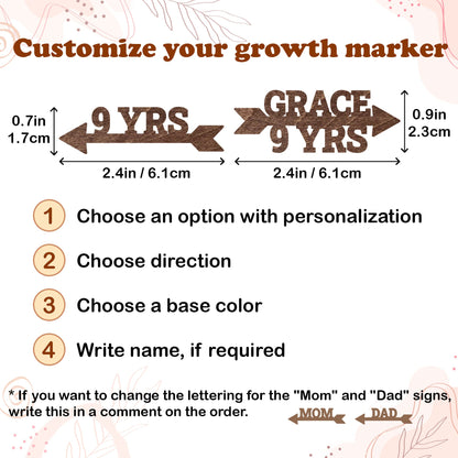 Growth Chart Markers Personalized Height Marker Arrows for Growth Chart Wooden Height Chart Markers