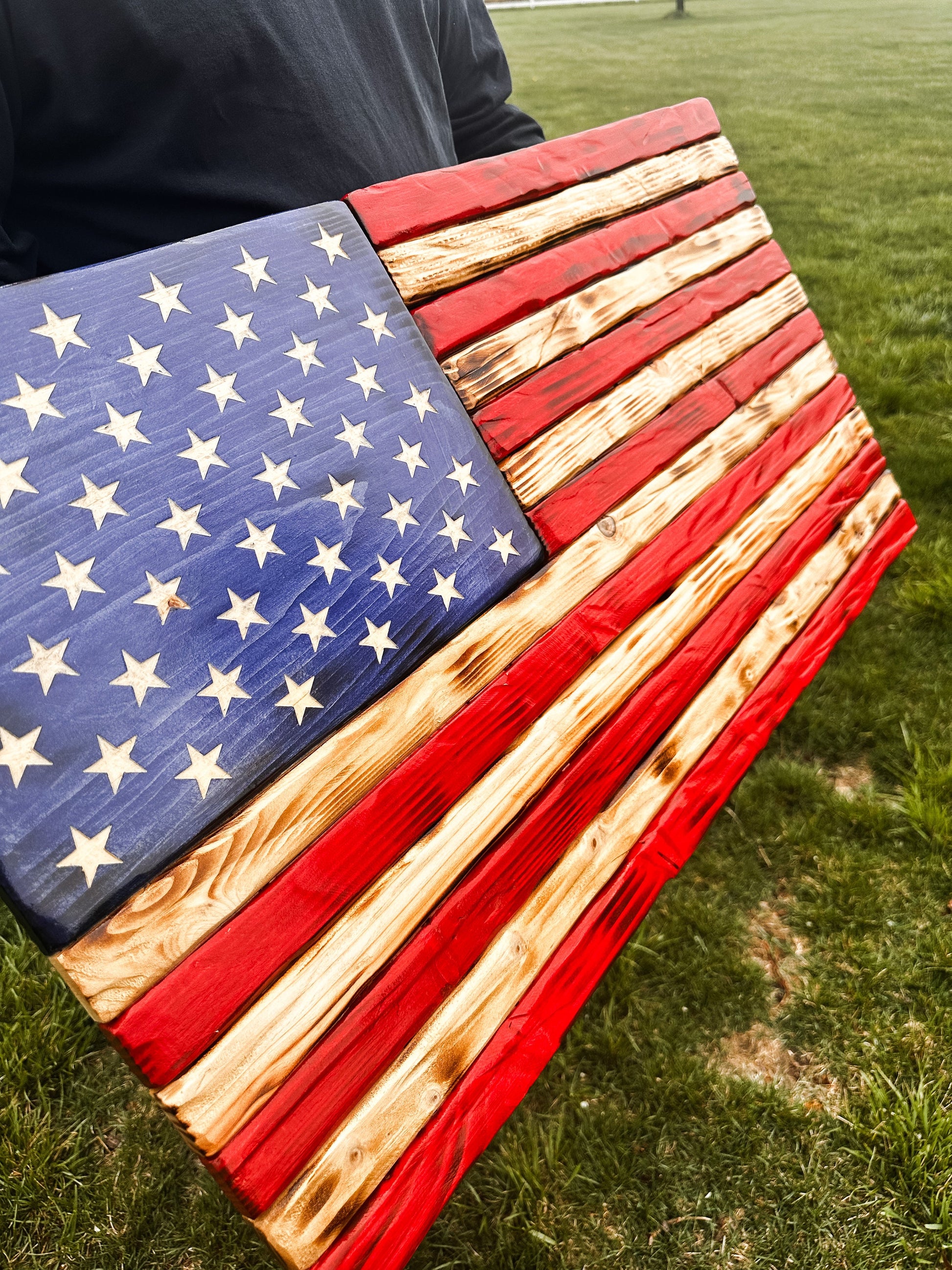 Rustic American Wood Flag, Military Gift, Painted Charred Distressed American Flag, Wooden Flag, Military Retirement Gift, Patriotic Gift