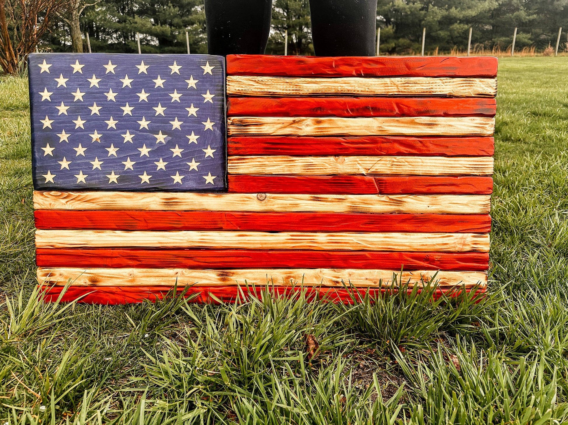 Rustic American Wood Flag, Military Gift, Painted Charred Distressed American Flag, Wooden Flag, Military Retirement Gift, Patriotic Gift