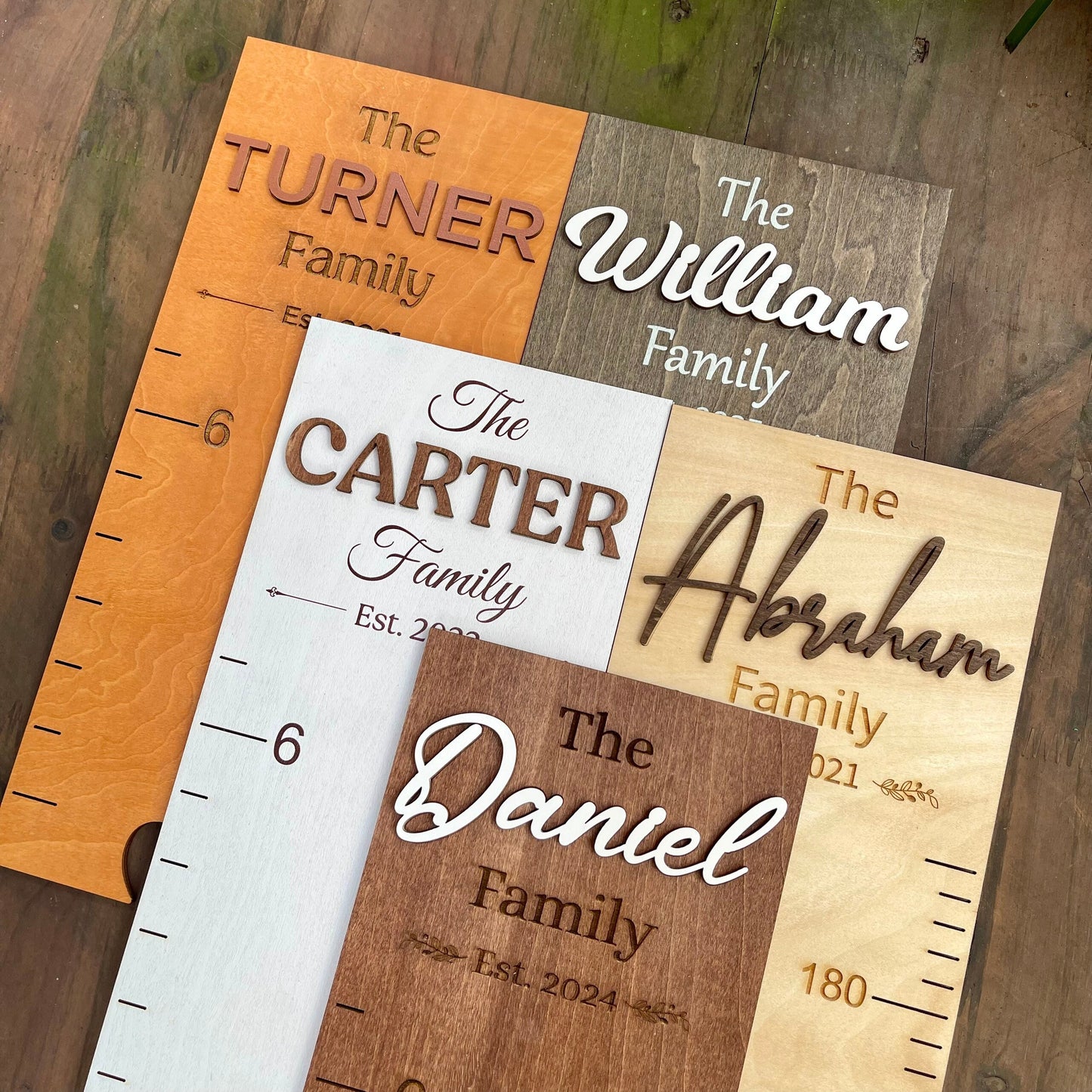 Family Growth Chart Personalized Wood Growth Chart Height Chart for Kids Height Ruler for Wall Wooden Nursery Decor Baby Shower Gift
