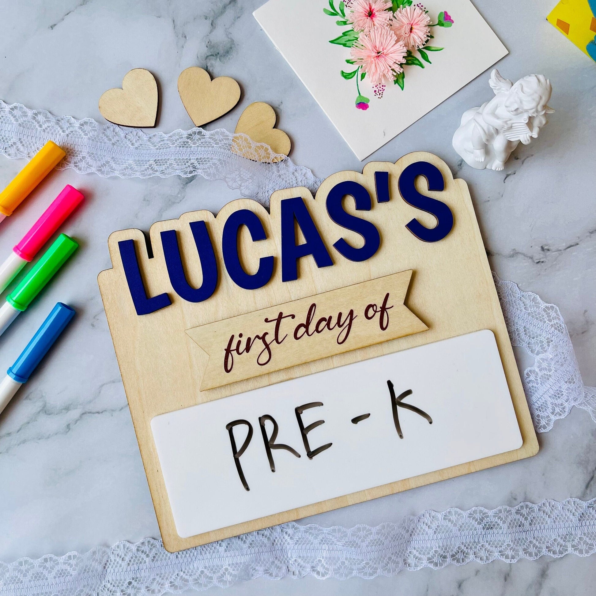 Personalized First and Last Day of School Sign, Back To School, Reusable Erasable School Sign, Preschool Kindergarten First Day Prop 2024