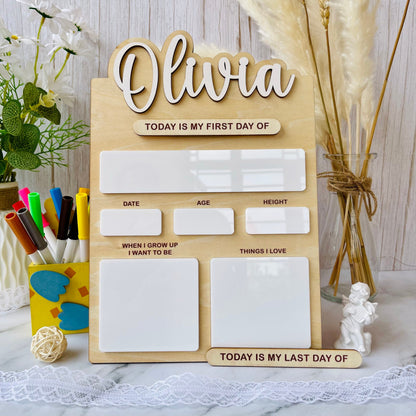 First Day of School Sign, Back to School, Personalized Last Day of School Sign, Reusable Dry Erase Board, Back to School Photo Prop