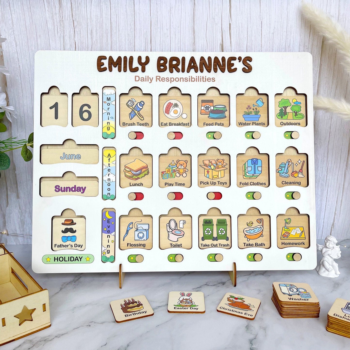 Chore Chart for Kids, Montessori Calendar, Kids Routine Chart, Toddler Chart, Homeschool Planner, Visual Schedule, Responsibility Chart