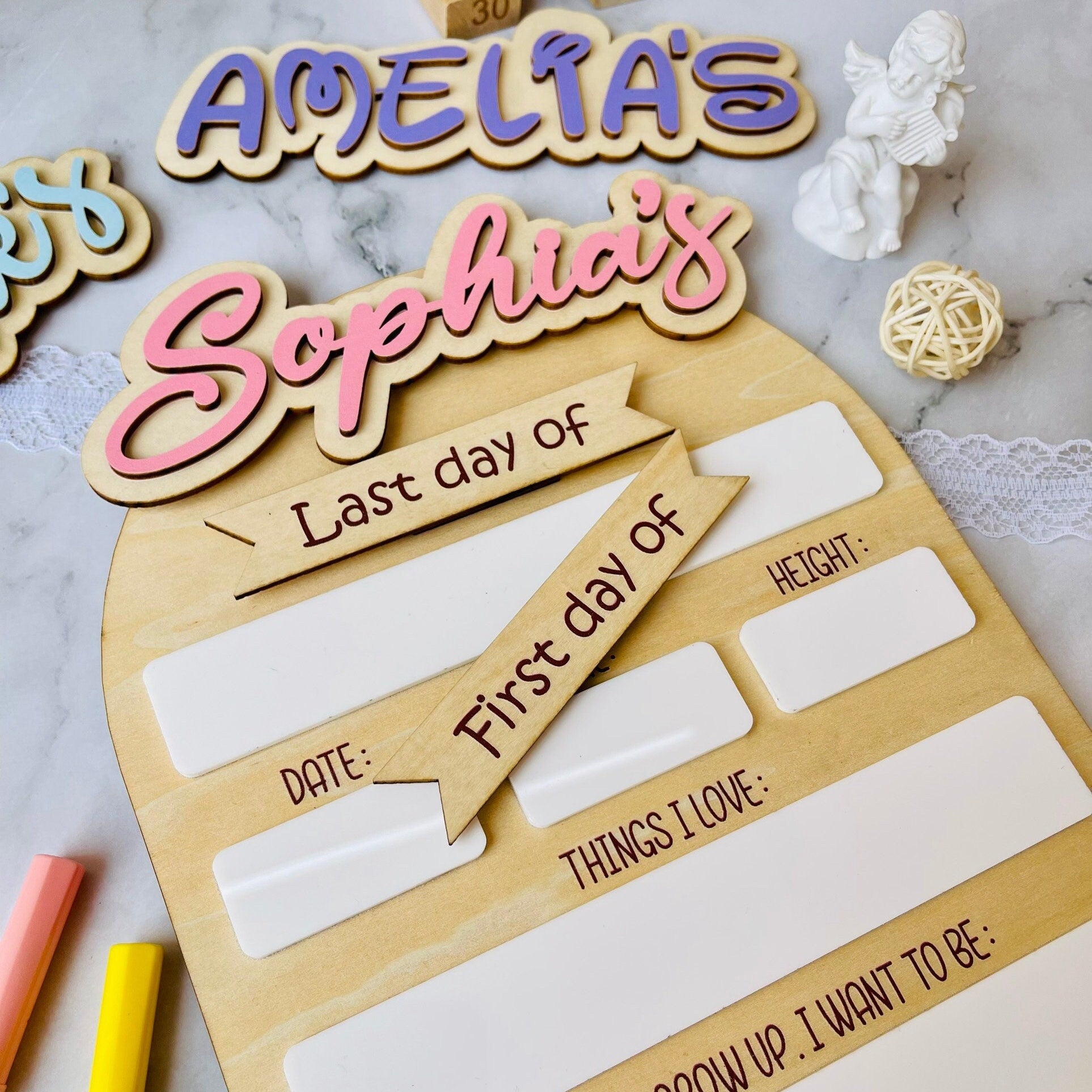 Last and First Day of School Sign, Personalized Back to School Sign, Reusable Erasable School Sign, Preschool Kindergarten First Day Prop