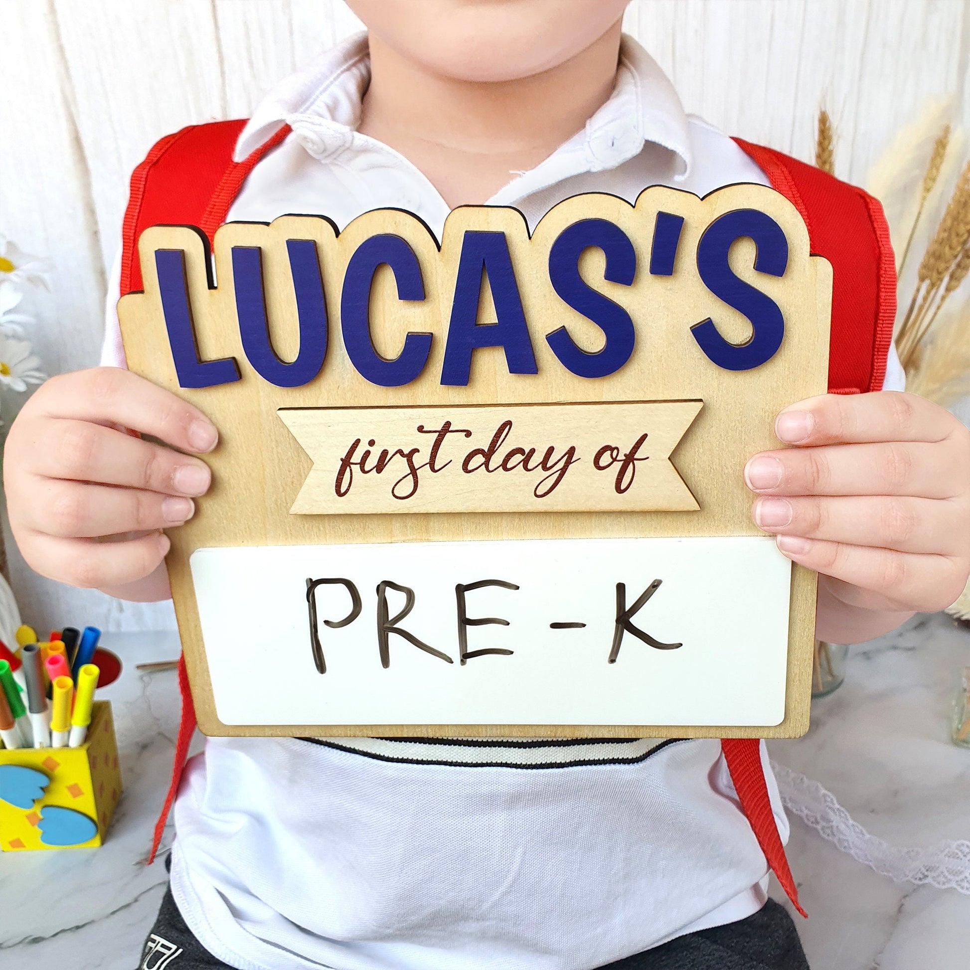 Personalized First and Last Day of School Sign, Back To School, Reusable Erasable School Sign, Preschool Kindergarten First Day Prop 2024