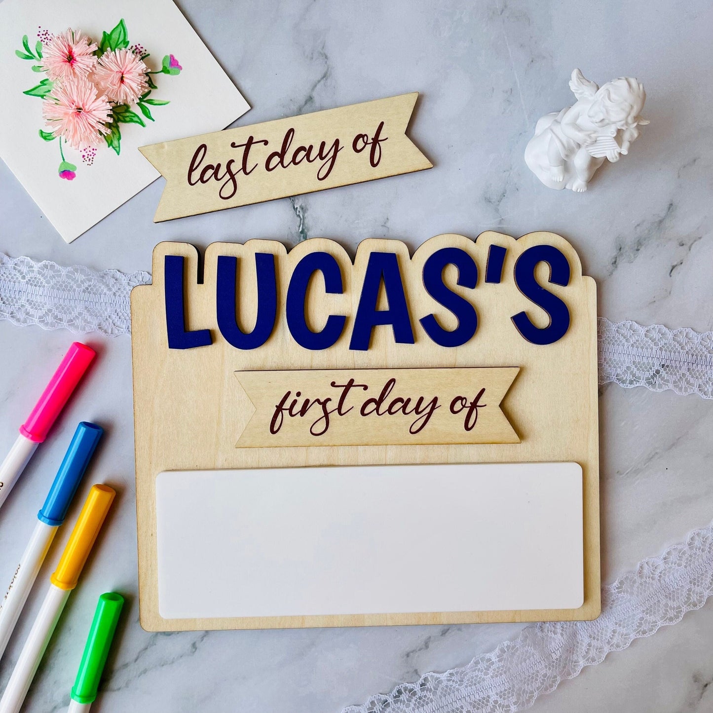 Personalized First and Last Day of School Sign, Back To School, Reusable Erasable School Sign, Preschool Kindergarten First Day Prop 2024