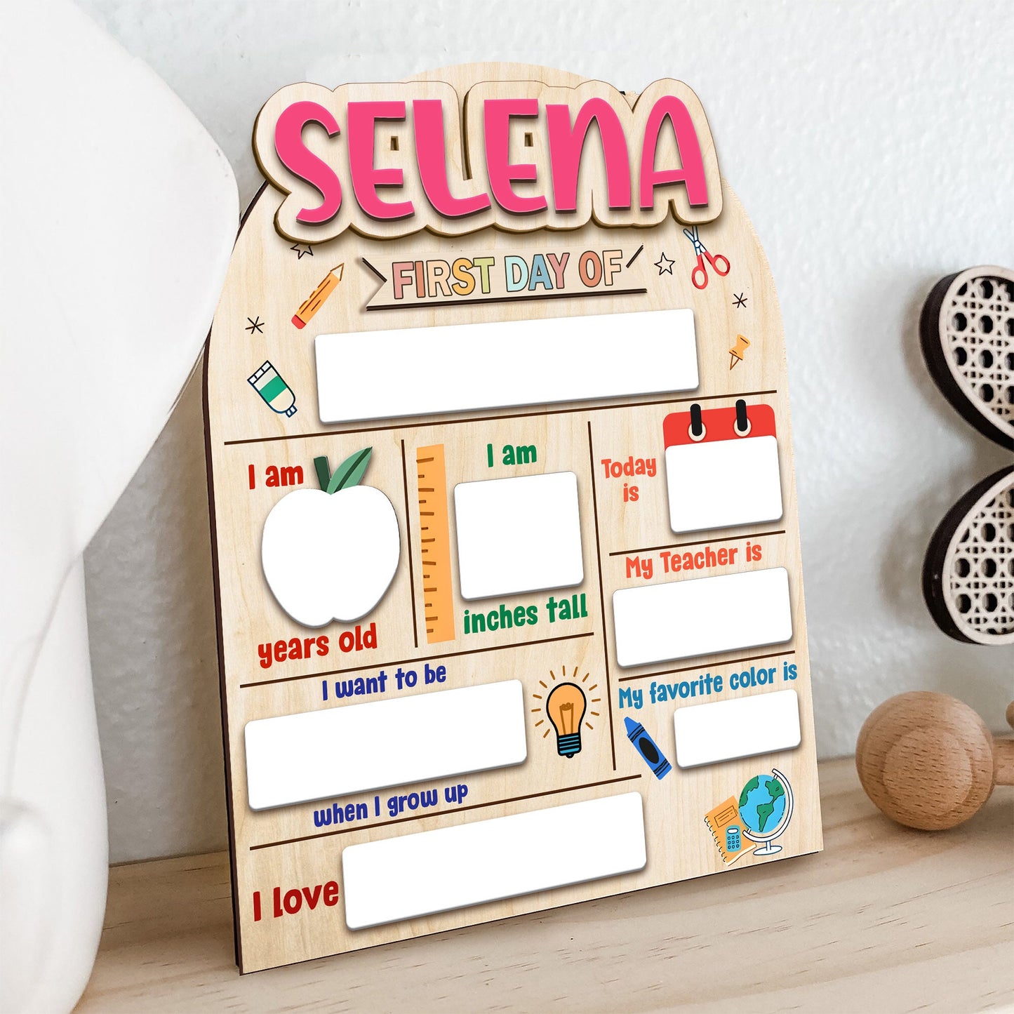 Personalized First Day Of School Sign, 1st Day Of School Sign, Dry Erase School Sign, Reusable Back To School Sign For Photos, School Board