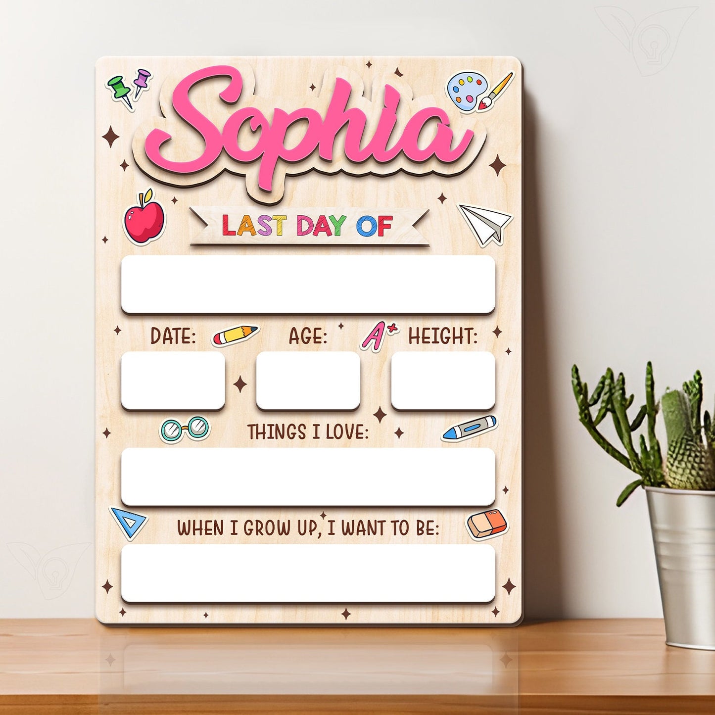 Personalized First Day of School Sign Interchangeable Sign, Custom Wooden School Board Gift for Students, Back to School Sign Photo Prop