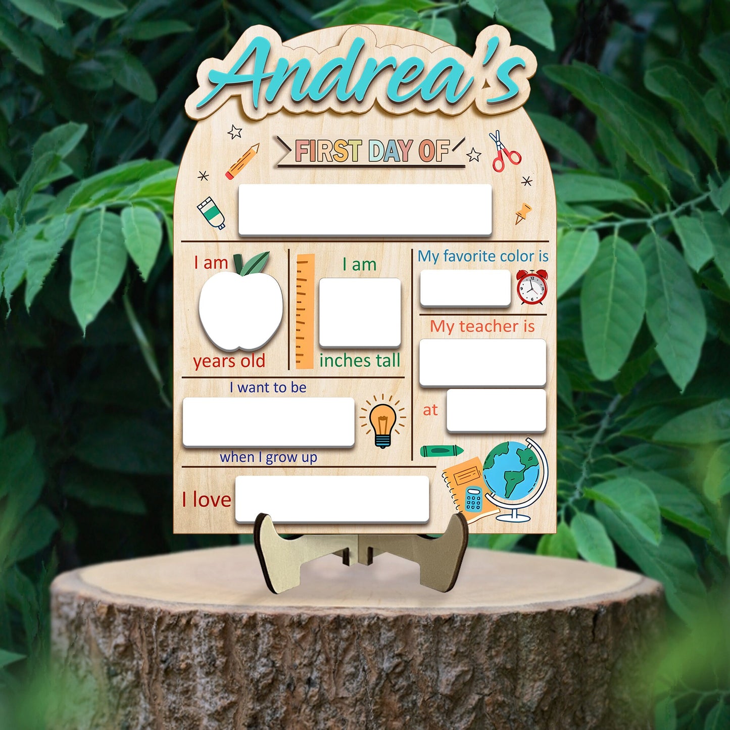 Personalized First & Last Day of School Interchangeable Sign, Wooden School Board Gift for Students, Back to School First Day Of School Sign