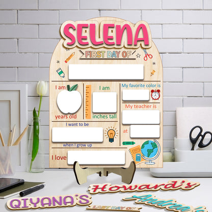 Personalized First & Last Day of School Interchangeable Sign, Wooden School Board Gift for Students, Back to School First Day Of School Sign