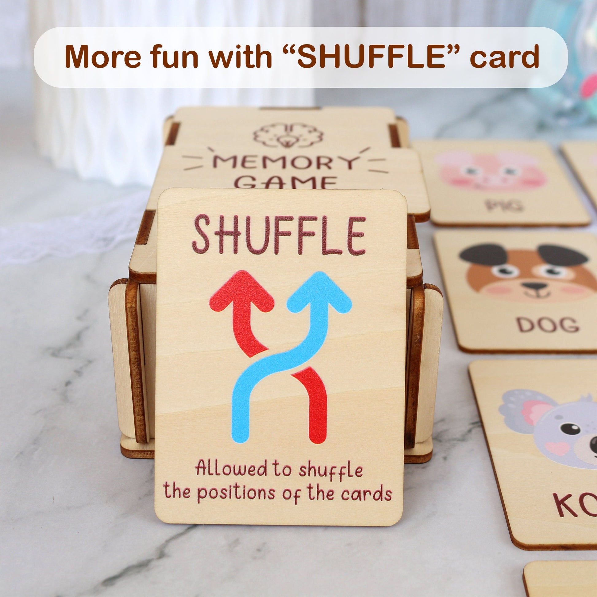 Wood Memory Game for Kids - Matching Cards - Wood Montessori Toys - Learning Toys For Toddlers - Farm Animals Matching Cards